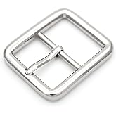 CRAFTMEMORE 4pcs Single Prong Belt Buckle Square Center Bar Buckles Leather Craft Accessories (1in - J455), (3/4in - 3110)
