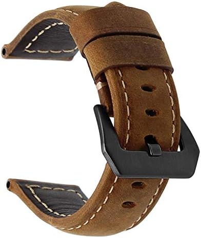 20mm 22mm 24mm 26mm Italy Genuine Leather Watch Band for Panerai Luminor Radiomir Stainless Steel Buckle Watchband Wrist Strap,Dark Brown B,26mm