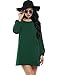ACEVOG Fall Dress, Women's A-Line Casual Plain Long Sleeve Shift Dress (Large, Dark Green)
