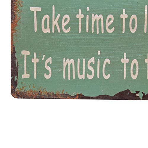 Metal Antique Wisdom Sign, Decorative Metal Wall Art Decor Hanging Sign Plaque, 7.5" x 4'',"Take Time to Laugh Sign