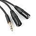 SiYear Profession 6.35mm (1/4inch) TRS Male Plug to 2 Dual XLR Male Microphone Stereo Unbalanced Audio Converter Adapter Y Splitte Cable Cord （5FT/1.5M