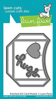 Lawn Fawn Dies - Stitched Gift Card Pocket + "Hugs" (LF1558)