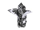 20x20-Inch Damask Design Flocking Taffeta Decorative Napkins, Pack Of 5, Black And White.