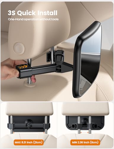 Lamicall Baby Car Mirror for Backseat - [Safest Triangle Hook Clip] Acrylic Car Seat Mirror for Rear Facing, 360° Rotation & Wide Clear View, 3S Quick Install, Newborn Baby Essentials Accessories