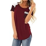 Sunmoot Clearance Sale Striped Print Blouse for Women Short Sleeve T Shirt Patchwork Top Summer Casual Color Block Tunic