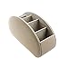 Fosinz Remote Control Holder Organizer Table Desk Leather Control Storage TV Remote Control Organizer with 5 Spacious Compartments (Beige)