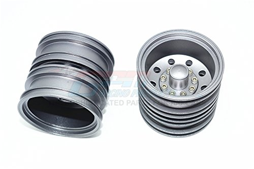 Tamiya 1/14 Truck Upgrade Parts Aluminum Rear Wheel 9-Hole Design - 1Pr Set Gray Silver