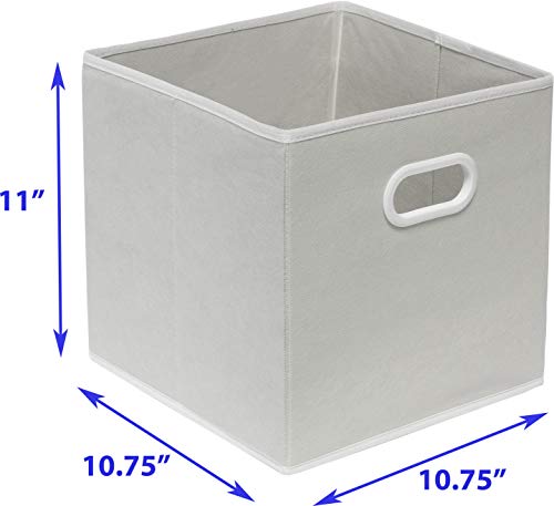 6 Pack - SimpleHouseware Foldable Cube Storage Bin with Handle, Grey - Image 2