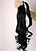 Rhyme 16” Black Ponytail Clip in Hair Extensions Natural Long Curly Wavy Wrap Around Wig Drawstring Tie Up Hair piece For Women