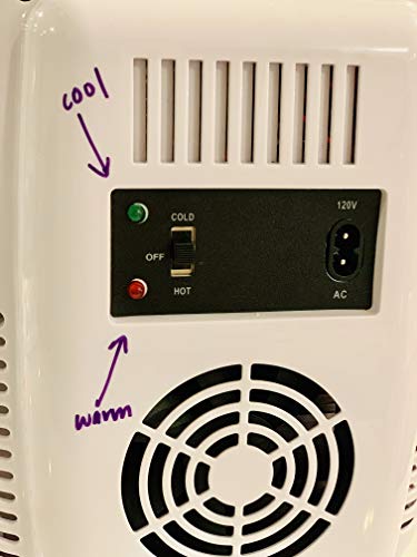 Finishing Touch Flawless Beauty Mini Fridge for Makeup and Skincare with heat and cool settings, White, 4 Liter