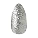 Kiss Gold Finger Gel Glam 24 Glue-On False Nails Blue Silver Flower Glitter Finish Long Stiletto Style