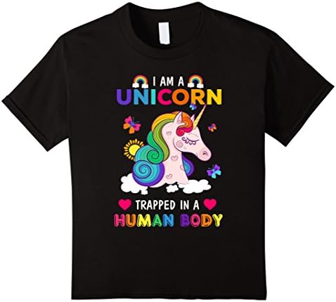 Kids I'm a Unicorn Shirt Unicorn Trapped in Human Body 12 Black