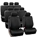 FH GRO Car Seat Covers PU Leather 3 Row 8 Seater Car Seat Covers, Airbag Compatible and Split Bench - Fit Most Car, Truck, SUV, & Van Solid Black