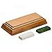 7x2.4 inch Leather Strop Honing Strop for Knife Sharpening with Green&White Buffing Compound & Antislip Bamboo Block