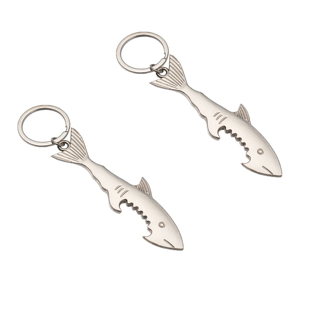 BDHI 2pcs Shark Bottle Opener Metal Bottle Opener Keyring Personalised Bottle Opener Personalised Gifts for Men Women(Y94-2)