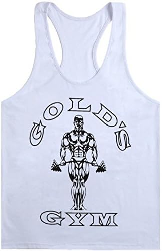 Eastabile Mens Gym Tank Tops Bodybuilding Fitness Workout Vest Tanks (L, White & Black)