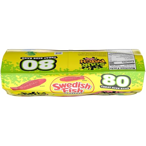 SOUR PATCH KIDS AND SWEDISH FISH MINI SOFT & CHEWY CANDY VARIETY PACK, BULK CANDY, 80 TREAT-SIZE SNACK PACKS