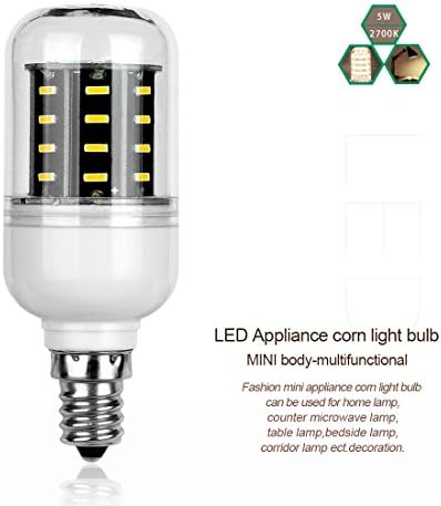 LED Light Bulb E12 Candelabra Base Appliance Microwave Oven Bulb 2700k Warm White 5W Corn Light Bulb for Ceiling Fans Over Counter Microwave Oven Street Lamp Post Lighting Garage Backyard Garden