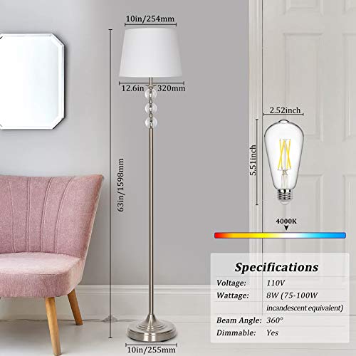 Dimmable Floor Lamp, Modern Standing Lamp Torchiere LED Lamp with