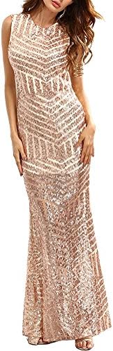 Linin Women's Mermaid Sequin Cutout Back Long Formal Fishtail Prom Evening Dress