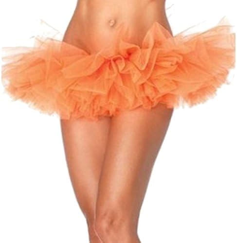 Codyna Women's Teen Adult Elastic Tutu Skirt [ 5 Layered ] Adult Dance Skirt Costume (Orange)
