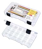 2 Small Storage Container Boxes with Adjustable 18-Grid Dividers and No-Spill Secure Latches for Art, Crafts, Knitting Notions, Beads, Pencils, Garage Organization, Jewelry and Travel