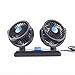 12V Electric Car Fan 360 Degree Rotatable 2 Speed Dual Head Car Auto Cooling Air Circulator Fan for Van SUV RV Boat Auto Vehicles