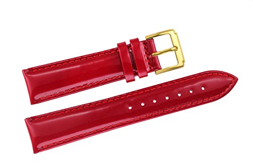 16mm Genuine Smooth Patent Leather Watch Straps Replacements Red Polished High Gloss