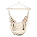 E EVERKING Hanging Rope Hammock Chair Swing Seat with Two Seat Cushions and Carrying Bag, Cotton Weave Porch Swing Chair for Indoor, Outdoor, Garden, Patio, Porch, Yard, Max 265 Lbs