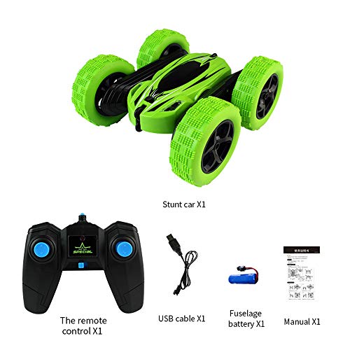 Insaneness Xmas Gift Toys Kids 360° Rotate Stunt Car Model RC 4WD High Speed Remote Control Off-Road Toy (Green)