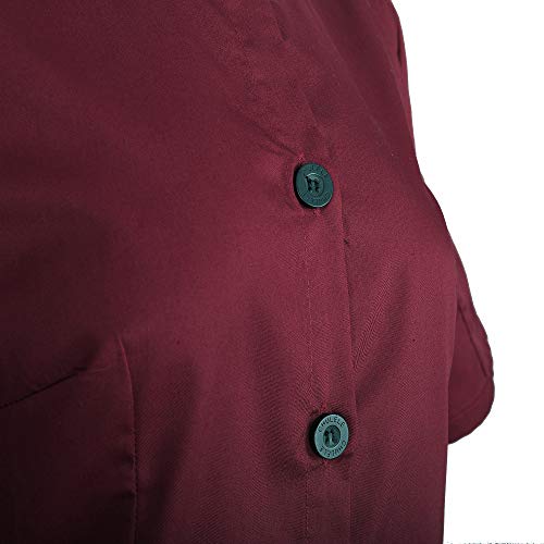 Women's Single-Breasted Chef Coat Short Sleeve Lightweight Chef Jacket, Wine