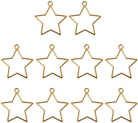 JunYe 10Pieces Frame Pendant Open Back Bezel Geometric Hollow Frame Resin Jewelry Making - 4 - Gold