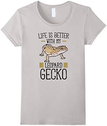 Womens Life Is Better With My Leopard Gecko Shirt - Reptile Shirts XL Silver