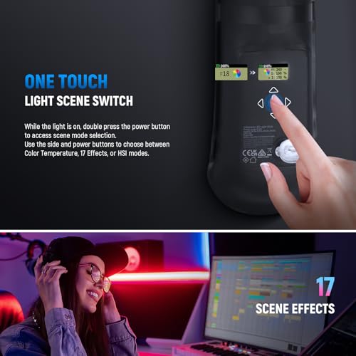 NEEWER Basics 30W Handheld RGB Light Stick 35.5 Inches / 90 cm, Portable Inflatable TPU Lighting 5000 mAh Type C 45 W in/30 W Out, 3000 Lux 17 Effects 2700-6500K CRI95 for Studio Photography Video Recording, GC30C