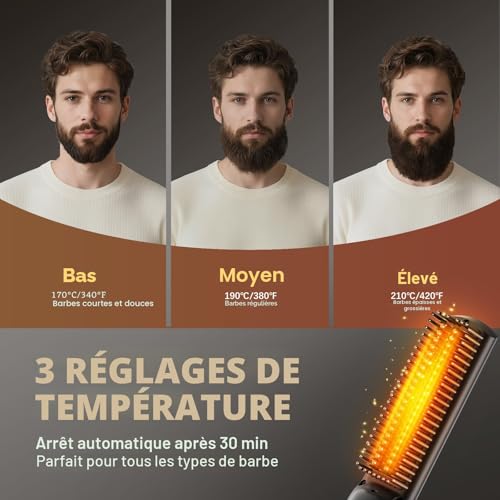 VIKICON Men's Beard Straightener, Mini Hair Straightener Brush Quick 1930s, Ionic Hair Comb Heated Straightener For Styling Long And Short Beard