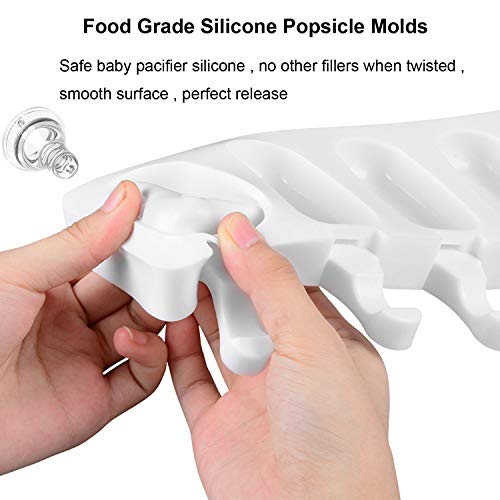 Joho Silicone Easy Cream Mini Ice Cream Bar Mold Set, Reusable Popsicle Molds Ice Pop Molds Maker with Wooden Sticks,Classic Oval,8-Cavity - Thumbnail 2
