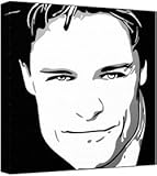 Dylan Neal - Pop Art Print (3-Colour Black, Grey & White) 50 x 50 x 2 cm Large Square Deep Box Canvas