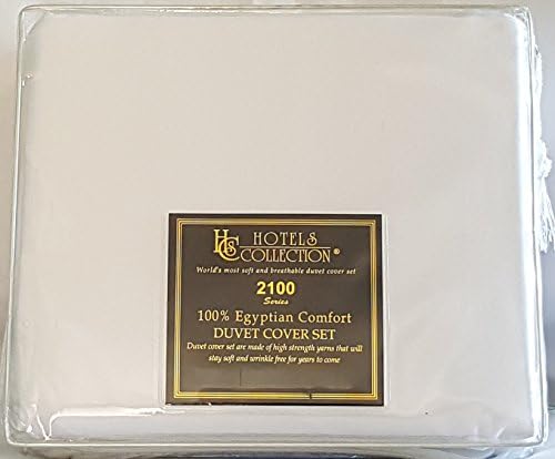 HCS Hotels Collection 2100 Series (New Edition) 3-Piece Duvet Cover Set. (Full/Double, White)