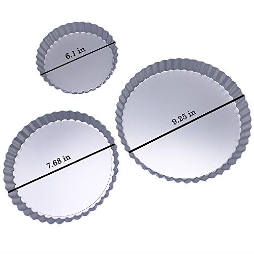 3 Pack(6, 8, 9 inch) Pie Pans Non-Stick Removable Bottom Tart Quiche Pan with Removable Base - Thumbnail 4