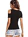 SheIn Women's Cutout Short Sleeve Cold Shoulder Ribbed Knit T-Shirt Top Medium Black