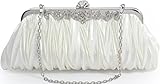 Elf of Bolsas - Evening Handbag Classic Satin Detachable Strap Ivory Clutch