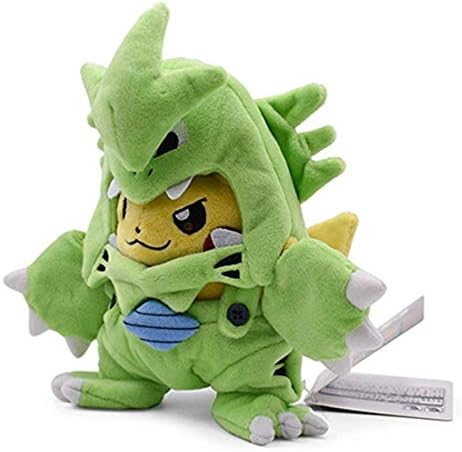Anime Pikachu Cosplay Tyranitar Pikachu Peluche Plush Stuffed Toy Gift for Children Green Boy Girls