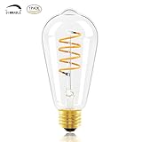 Vintage Edison LED Bulb SEALIGHT Antique Flexible LED Filament Light For Decorate Home-Dimmable 4W ST64 E26 Screw Base-WARM white 2200K- Edison Bulb 40W Equivalent Indoor and Outdoor- 1 pack