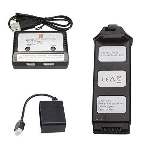 ETbotu MJX Bugs 5 W B5W RC Quadcopter Spare Parts 7.4V 1800mAh Lipo Battery+Charger+Charging Adapter Box 1 Set