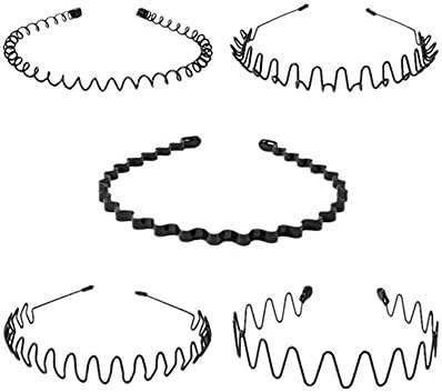 Kingsie 超定番 カチューシャ 5本セット ヘアバンド 波型 メンズ レディース 髪留め 黒 男女兼用 ヘアアクセサリー