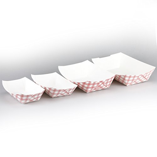 Simply Deliver #500 Paper Food Tray, Red Plaid, 500-Count
