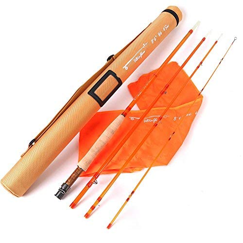 MAXIMUMCATCH Maxcatch Fiberglass Fly Fishing Rod: 3wt/ 5wt/ 6wt/ 8wt in Blue,Purple,Orange, or Transparent (Orange, 8'6'' 6wt 4sec)