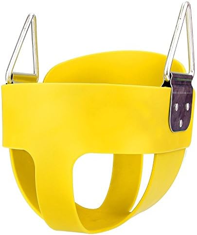 Amashion Children Swing Set Slide Children Baby Full Bucket Seat Swing Toddlerfor Baby Kids in Playground without Coated Chain (Yellow)