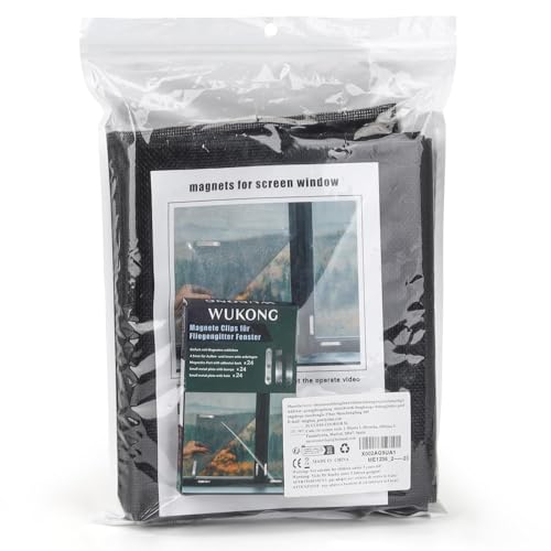 Wukong Set of 2 Magnetic Window Mosquito Nets 150 x 130 cm Cut to Size - 24 Magnets Included, Easy Assembly Without Drilling, Reusable, Insect Protection Indoor/Outdoor