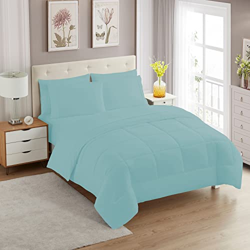 Sweet Home Collection 7 Piece Comforter Set Bag Solid Color All Season Soft Dow…